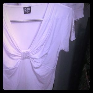 Dolce and Gardens VNeck T-shirt with rinstons